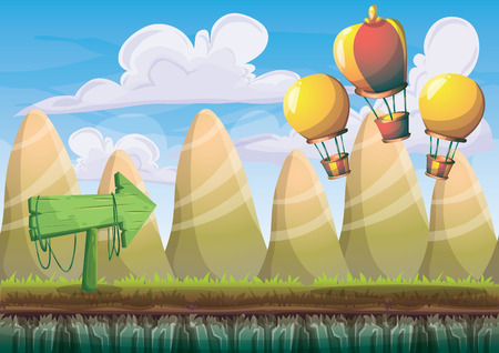 cartoon vector nature landscape background with separated layers for game art and animation game design asset in 2d graphicのイラスト素材