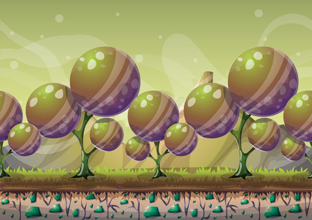 cartoon vector nature landscape background with separated layers for game art and animation game design asset in 2d graphicのイラスト素材