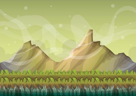 cartoon vector nature landscape background with separated layers for game art and animation game design asset in 2d graphicのイラスト素材