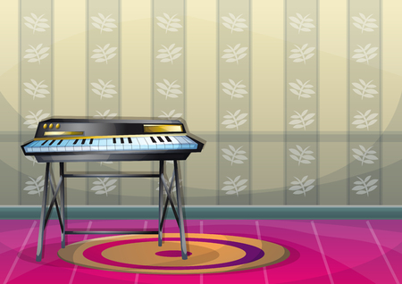 cartoon vector illustration interior music room with separated layers in 2d graphicのイラスト素材