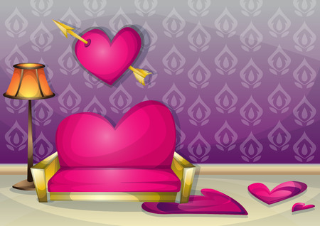 cartoon vector illustration interior valentine room with separated layers in 2d graphicのイラスト素材