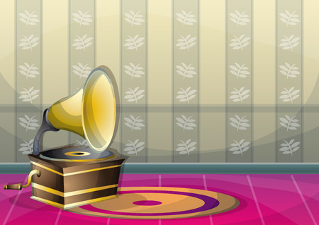 cartoon vector illustration interior music room with separated layers in 2d graphicのイラスト素材