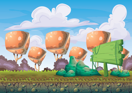 cartoon vector nature landscape background with separated layers for game art and animation game design asset in 2d graphicのイラスト素材