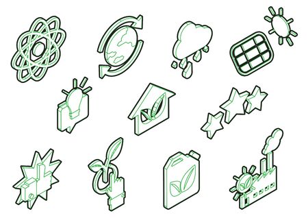 illustration of info graphic eco icons set concept in isometric 3d graphicのイラスト素材