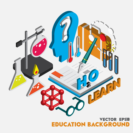 illustration of info graphic science set concept in isometric 3d graphicのイラスト素材
