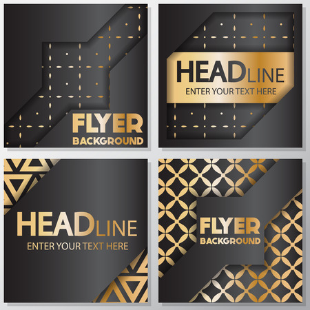 Gold banner background flyer style Design Template,Vector Illustrationのイラスト素材