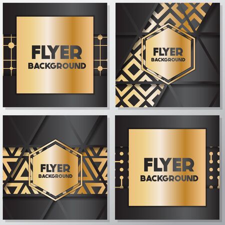 Gold banner background flyer style Design Template,Vector Illustrationのイラスト素材