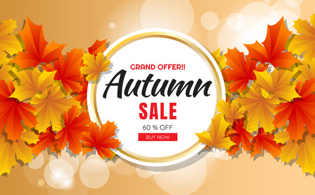 autumn sale template banner Vector background for banner, poster, flyerのイラスト素材