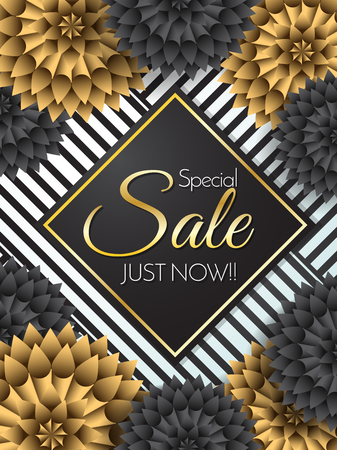 Sale Flowers Vector background for banner, poster, flyerのイラスト素材