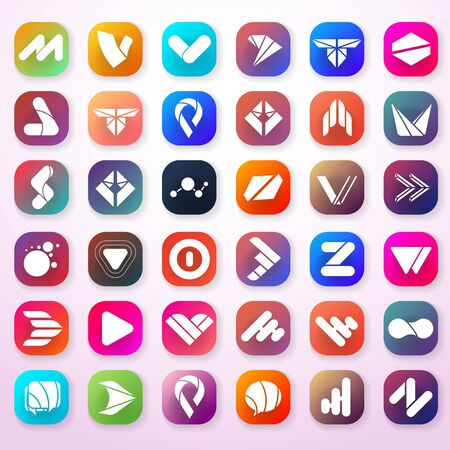 Modern Minimal Vector Logo for banner, poster, flyerのイラスト素材