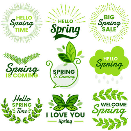 Spring Retro Vintage Vector Label for bannerのイラスト素材