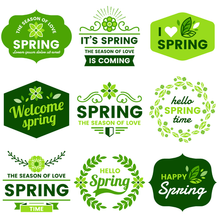 Spring Retro Vintage Vector Label for bannerのイラスト素材