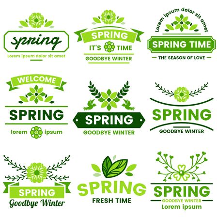 Spring Retro Vintage Vector Label for bannerのイラスト素材