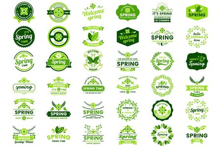 Spring Retro Vintage Vector Label for bannerのイラスト素材