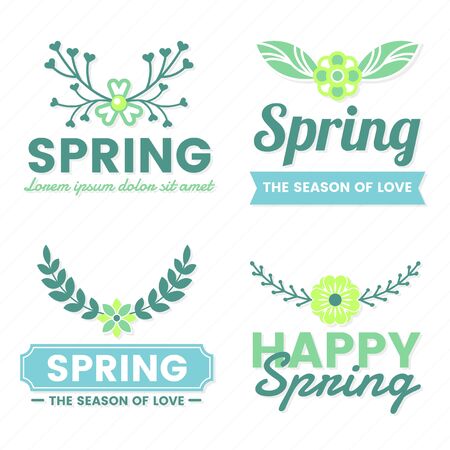 Spring Retro Vintage Vector Label for bannerのイラスト素材