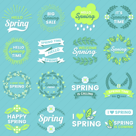 Spring Retro Vintage Vector Label for bannerのイラスト素材
