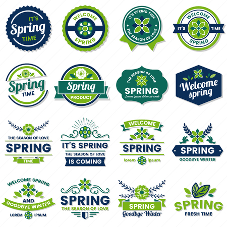 Spring Retro Vintage Vector Label templateのイラスト素材
