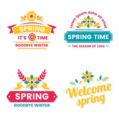 Spring Retro Vintage Vector Label for bannerのイラスト素材