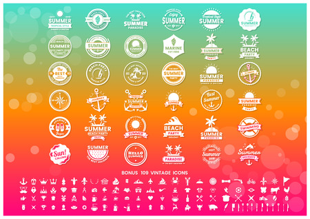 Summer Retro Vector for banner, poster, flyerのイラスト素材