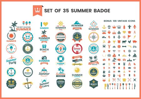 Summer Retro Vector for banner, poster, flyerのイラスト素材