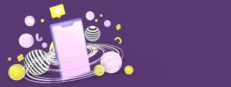 Shopping Online background on Website or Mobile Application illustration, render, 3D
