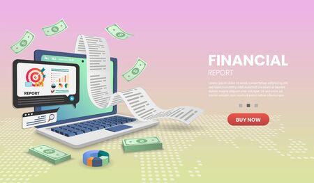 Financial report Vector concept.For web banner, infographics, hero images. Hero image for website. vector illustration.のイラスト素材