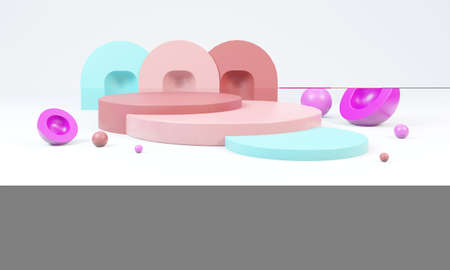 Abstract geometric shape with colorful background.mockup scene for product, banner, presentation, 3d...