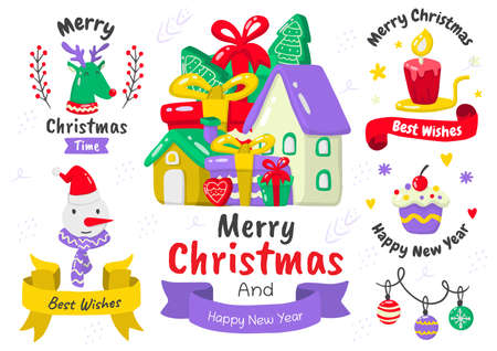 christmas label Vector for banner, poster, flyerのイラスト素材