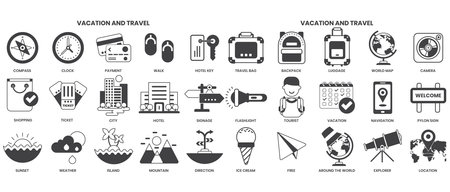 Vacation icons set for business, marketing, managementのイラスト素材