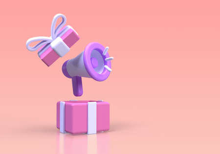 Megaphone illustration background 3D render icon for business idea conceptの写真素材