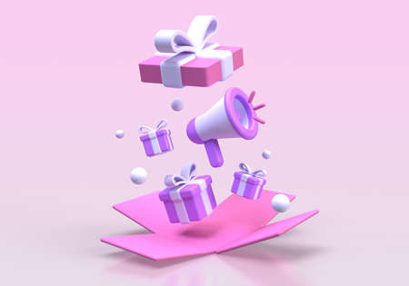 Megaphone illustration background 3D render icon for business idea concept