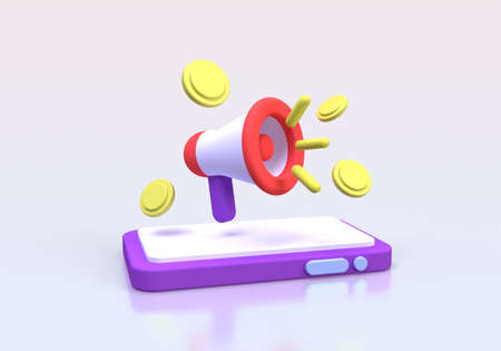 Social media digital marketing communication illustration background 3D render icon for business...