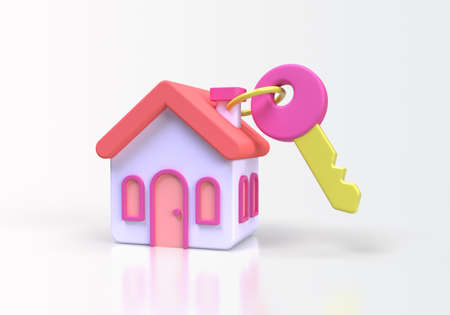 minimal house real estate concept illustration Landing page template for business idea concept background 3D renderの写真素材