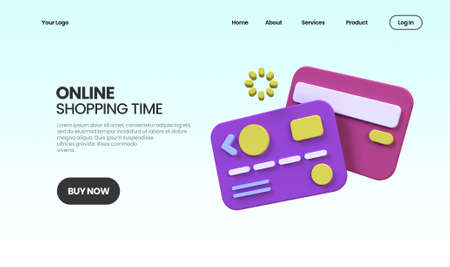 Online Shopping concept illustration Landing page template for business idea concept background 3D...