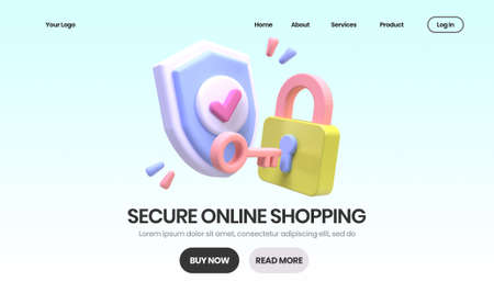 Secure online shopping concept illustration Landing page template for business idea concept...