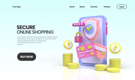 Secure online shopping concept illustration Landing page template for business idea concept...