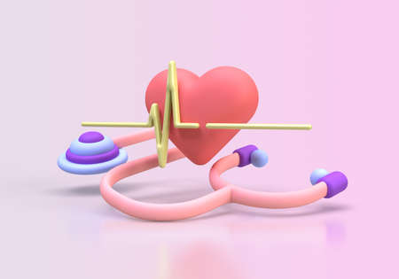 heart beat concept illustration Landing page template for background 3D render