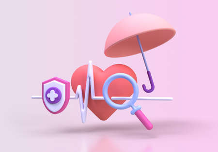 Health insurance concept illustration Landing page template for background 3D render