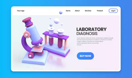 medical research concept illustration Landing page template for background 3D render