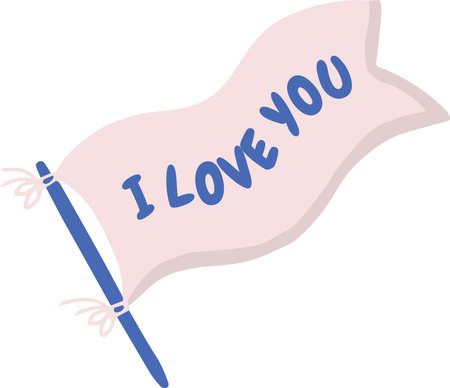 Hand Drawn Flag that says I love you illustration isolated on backgroundのイラスト素材