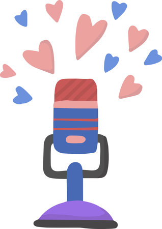 Hand Drawn lovely microphone illustration isolated on backgroundのイラスト素材