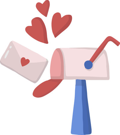 Hand Drawn cute post box illustration isolated on backgroundのイラスト素材
