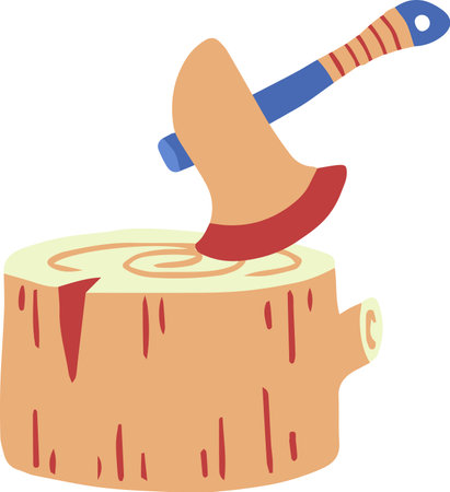 Hand Drawn handle hatchet axe illustration isolated on backgroundのイラスト素材