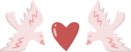 Hand Drawn valentine's day bird illustration isolated on backgroundのイラスト素材