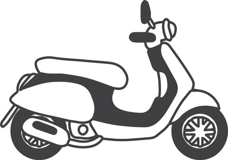 Hand Drawn scooter illustration isolated on backgroundのイラスト素材