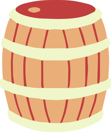 Hand Drawn wooden barrel illustration isolated on backgroundのイラスト素材
