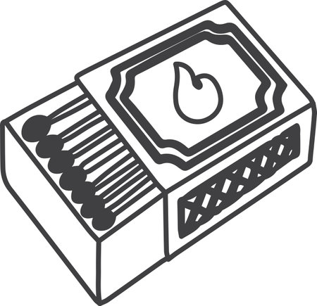 Hand Drawn matchbox with matches illustration isolated on backgroundのイラスト素材