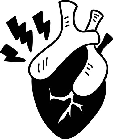 Hand Drawn punk style heart illustration isolated on backgroundのイラスト素材
