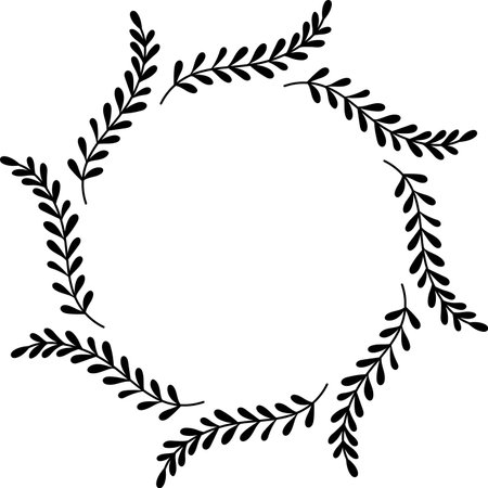 Hand Drawn leaf circle frame illustration isolated on backgroundのイラスト素材
