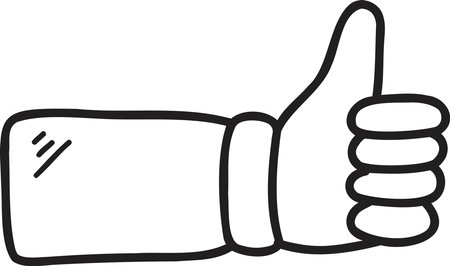 Hand Drawn thumb up hand illustration isolated on backgroundのイラスト素材